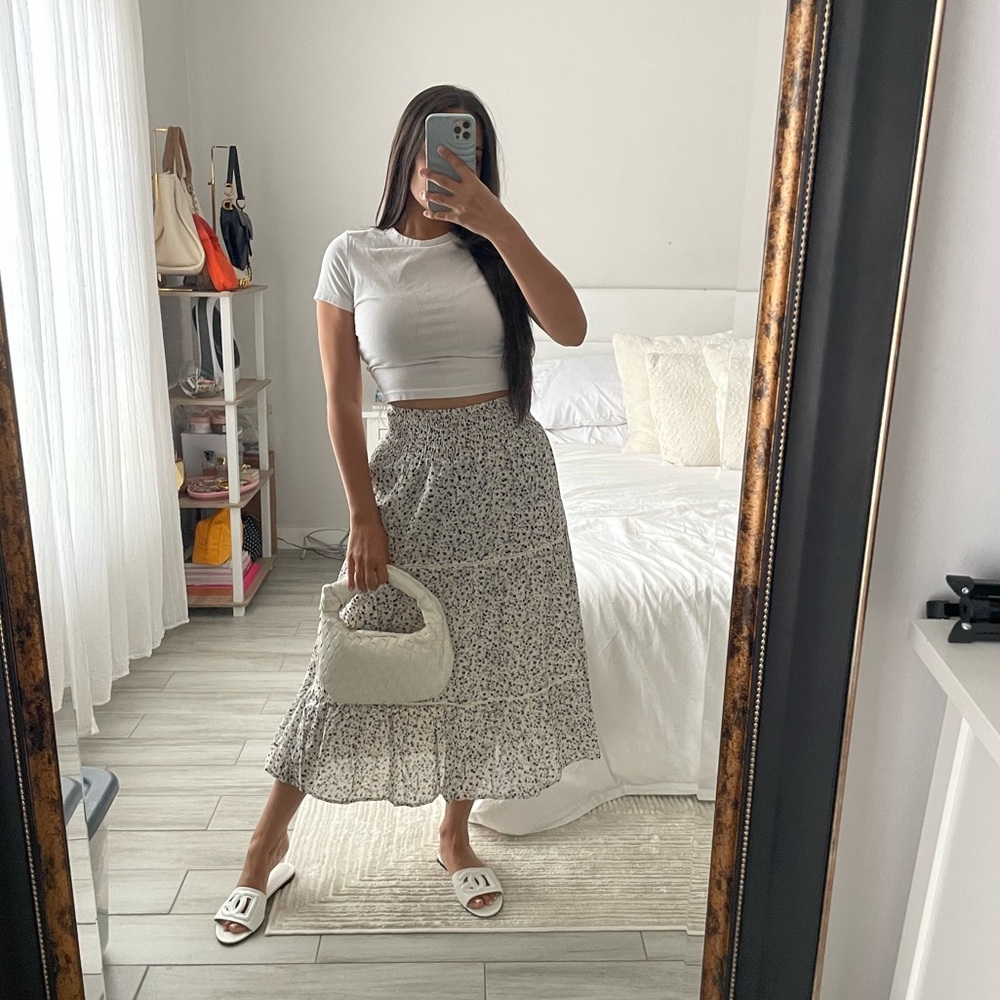 Rails Floral White and Blue Skirt